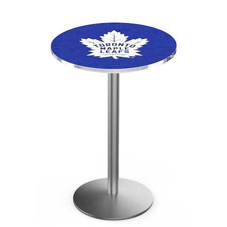 Holland Bar Stool Co 36" Stainless Steel Toronto Maple Leafs Pub Table, 36" dia. Top L214S3636TorMpl