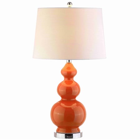 Jonathan Y Bowen 27.5" Contemporary Transitional Ceramic Gourd LED Table Lamp, Coral JYL4023A