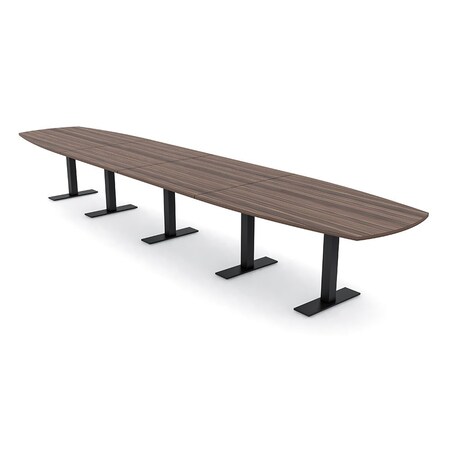Skutchi Designs Arc Boat Conference Table With Power, 48 in W, 216 in L HAR-ABOT-48X216-T.BK-H3041-NA