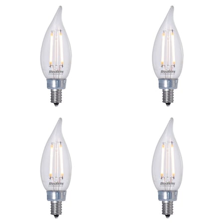Bulbrite 25W Dimmable CA10 (E12) Candelabra Screw Base Warm Wht Lght Clear LED Filament Lght Bulb, 2700K, 4PK 861414
