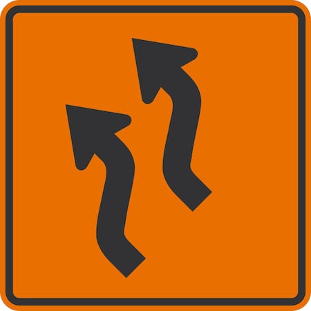 Lyle W1-4BR, Double Right Reverse Curve Symbol, 24x24, Diamond Grade, Orange G-12684-DG_24x24
