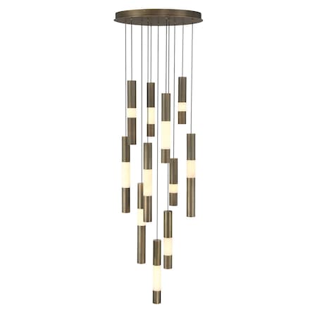 Euf Ronda, Chandelier , 11-Light, 20", Weathered Brass, Alabaster 50119-011