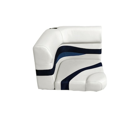 Horizon Mfg 3207-AADKElite Series Pontoon Radius Corner Cushion Set Only White/Navy/Blue 3207-AADK