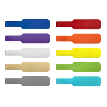 Grizzly Supply Large Cable Label, 3.25 in L, 0.75 in W, Hook and Loop Closure, Assorted Colors, 8PK GS-HLCL-Large