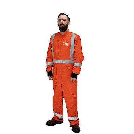 Salisbury Premium Orange Arc Flash Suit, 25 cal/sq cm ATPV, 5XL, 30 in Inseam, Velcro, Zipper ACCA25POR5X