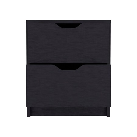 Homeroots 19" Black Wood Two Drawer Nightstand 543691