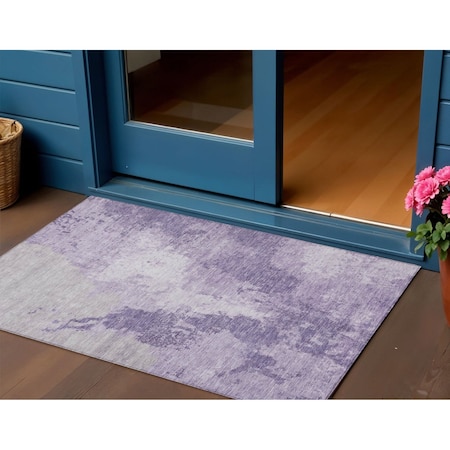 Homeroots 3' X 5' Plum And Purple Abstract Washable Indoor Outdoor Area Rug 616322