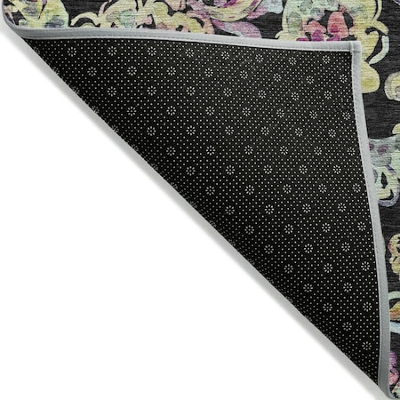 Homeroots 5' X 8' Black And Artichoke Green Paisley Washable Indoor Outdoor Area Rug 588595