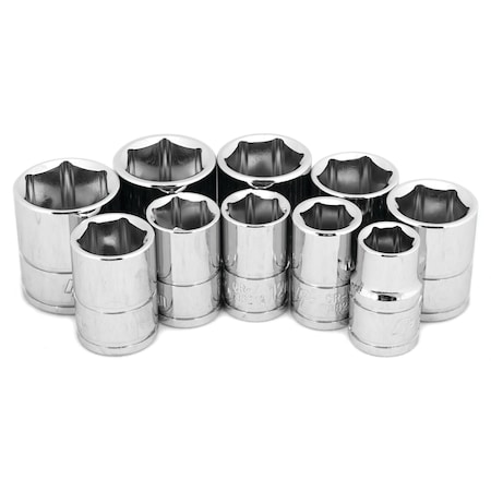 Performance Tool 10 pc. Socket Set, Metric, 3/8 in. Dr., Storage Rail W38202