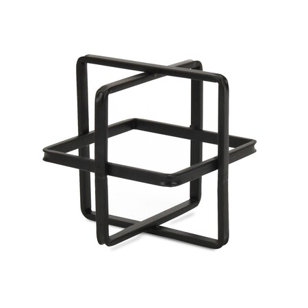 Homeroots 6" Black Metal Abstract Cube Sculpture 483261