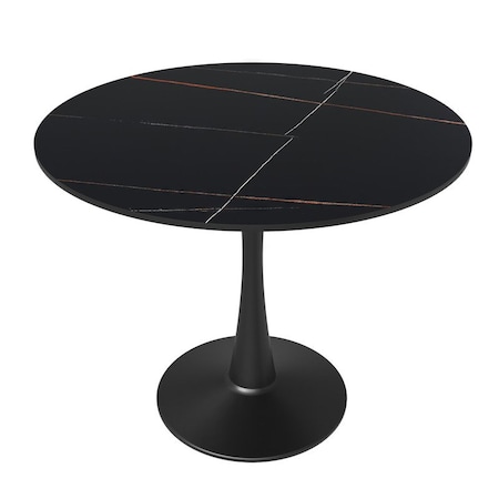 Leisuremod Bristol Modern Round Dining Table - MDF Wood Top with Powder Coated Steel Base BTBL-31BLS