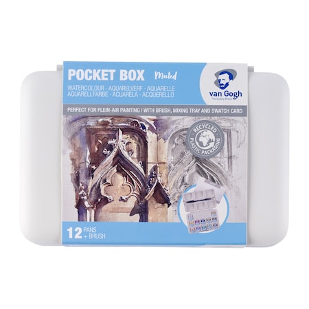 Van Gogh Watercolor Plastic Pocket Box, 12 Pan Muted Color Selection 20808644