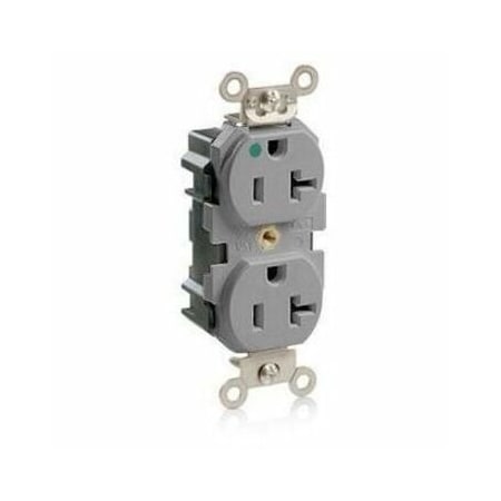 Leviton Lev-Lok Hospital Grade Tamper-Resistant Duplex Receptacle, 20 Amp, 125 Volt MT830-GY