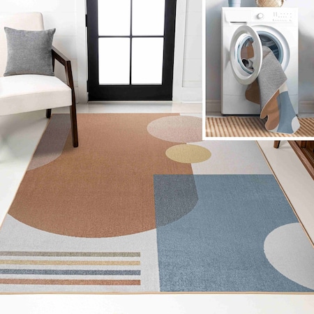 Jonathan Y Slinger Modern Contemporary Collage Machine-Washable Cream/Multi 5 ft. x 8 ft. Area Rug WSH306A-5