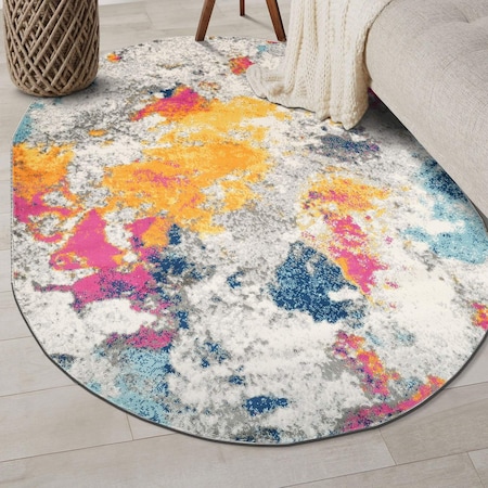 World Rug Gallery Sky Collection Modern Abstract Area Rug 5 ft x 7 ft Oval Multi 232MULTI5OV