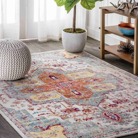 Jonathan Y Zafra Vintage Medallion Coral/Blue/Multi 3 ft. x 5 ft. Area Rug CAV100A-3
