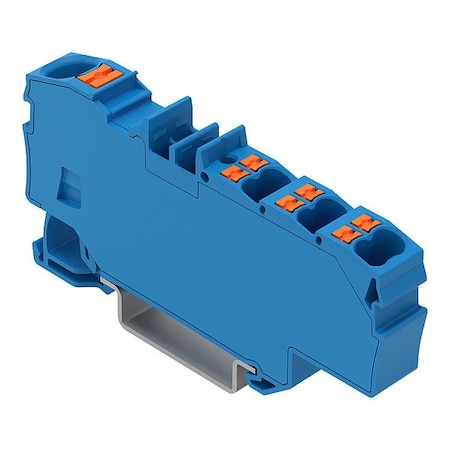 Wago Terminal Block, 2.91" L, 1.3" W, 800V, Blue 2206-8034