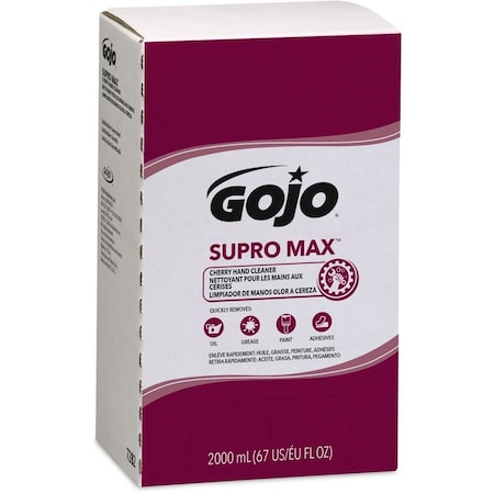 Gojo Hand Cleaner, Supro Max Series, Liquid, 2,000 mL, Includes Grit, Cherry, 4 PK 7282-04