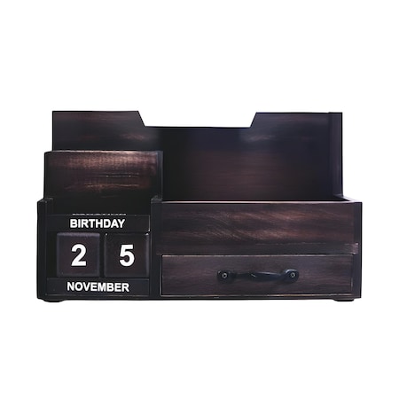 Homeroots Black Rustic Wood Desk or Counter Organizer 400940