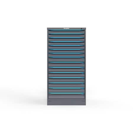 Strong Hold 15 drawer cabinet - (7x 2ft, 7x 3ft, 1x 4ft) - Blue accents - Keyed Different S3060-PPDAS-1502FS