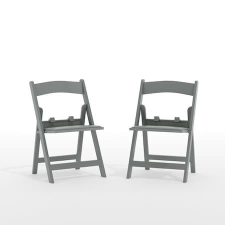 Flash Furniture HERCULES Kids Gray Resin Folding Chairs with White Gray Padded Seat, 2PK 2-LE-L-1K-GY-GG