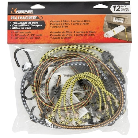 Keeper Bungee Cord, Rubber, Hook End 06313