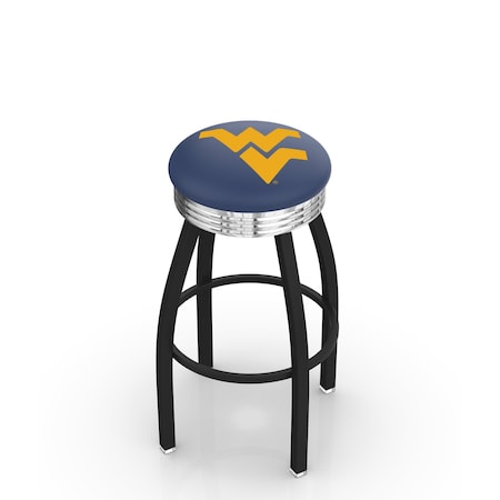 Holland Bar Stool Co 25" Blk Wrinkle West Virginia Swivel Bar Stool, Chrome Ring L8B3C25WestVA