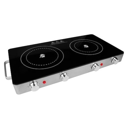 Brentwood Select 1800 Watt Double Infrared Electric Countertop Burner in Stainless Steel with Timer TS-382