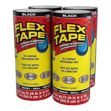 Flex Seal Roof Repair Tape, 5" L, 8" W, Black TFSBLKR0805