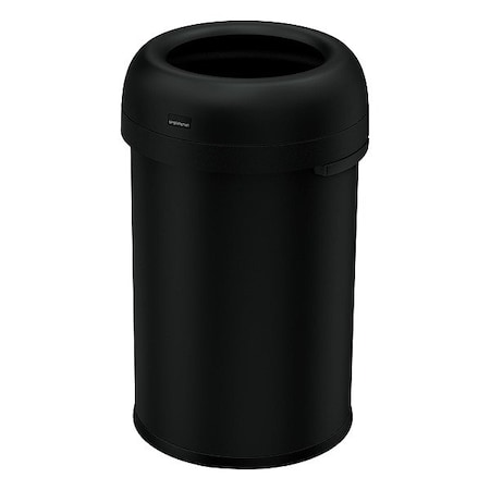 Simplehuman 30 gal Round Trash Can, Black, None, Steel, Not Applicable CW1493