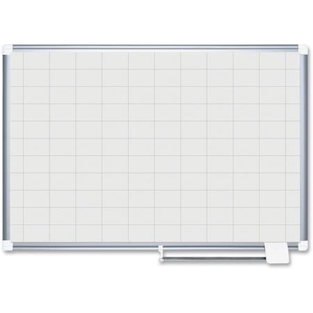 Mastervision Grid Board, Steel, 24 in, 36 in, Aluminum Frame, White, Gloss MA0593830