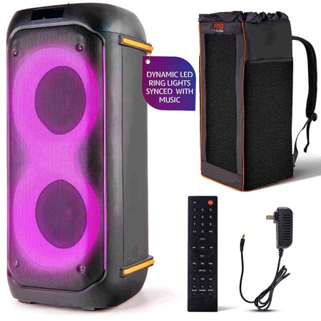 Pyle Compact Bluetooth PA Party Speaker System, 160W Dual 6.5 in Karaoke Machine with Mic, Rechargeable PPHP26BLBG