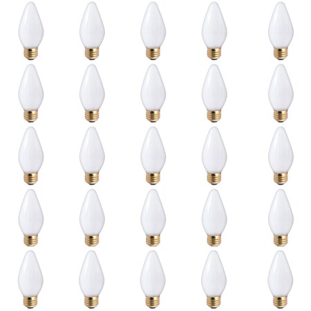 Bulbrite 25W Dimmable White F15 Fiesta Incandescent Light Bulbs, Medium E26 Base, 2700K, 25PK 861170