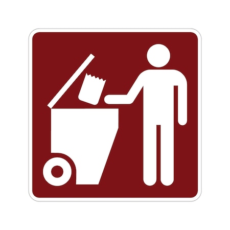 Sign Solutions Usa Trash Dumpster (Symbol), 24 in W x Square, Aluminum Sign DUS12HWT2424RS-091