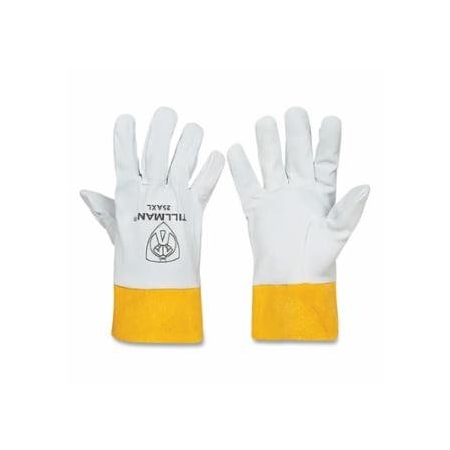 Tillman TIG Welding Gloves, 25A, Prem Reverse/Split Deerskin Palm/BOH/Split Cowhide Cuff, Md, 6PK 724-25AM