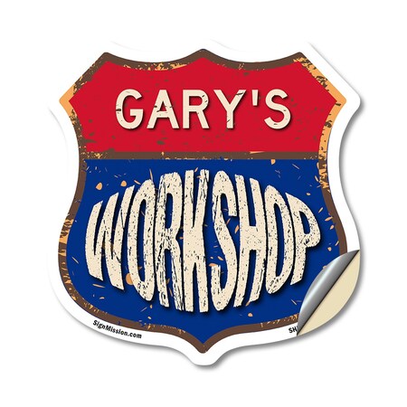Signmission Gary's Workshop, 18 Inch X 18 Inch, Vinyl Decal SHI-D-18-489-GARY