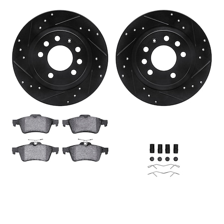 Dynamic Friction Co DFC Rotors-Drilled & Slotted-Black w/ EURO 5000 Ceramic Brake Pads Incl Hdw 8612-53002