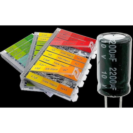 Florida Tools 0.1uF 1/4 2200uF Capacitor Set 30 Types Electrolytic Capacitor Assortment kit 633 pcs FT633ECK