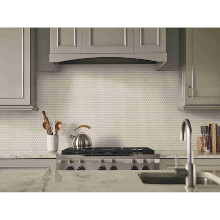 Msi Almond Glossy 11.81" X11.81" Porcelain Penny Round Mosaic, 15PK ZOR-MD-0403