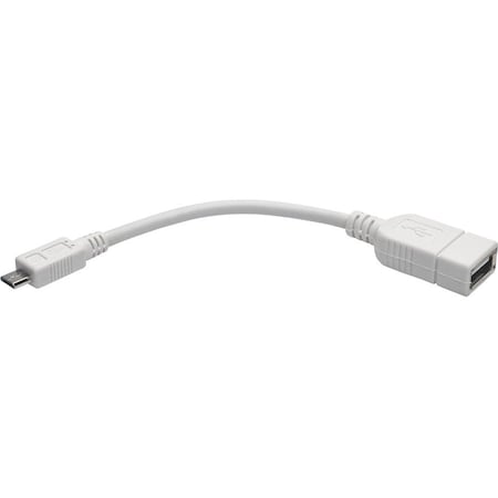 Tripp Lite Micro USB-B to USB OTG Host Adapter Cable On the Go White M/F 6" U052-06N-WH