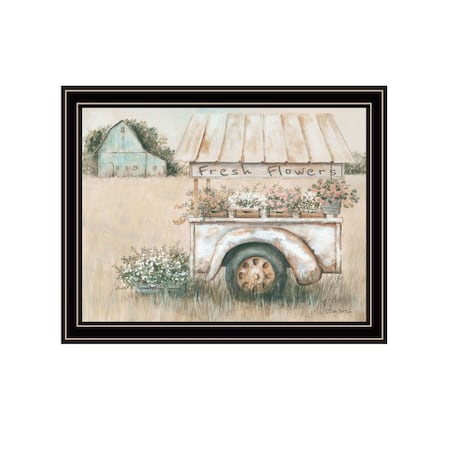Homeroots Fresh Flowers For Sale Black Framed Print Wall Art 530110