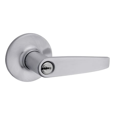 Safelock Winston Lever Round Rose Push Button Entry Lock with RCAL Latch and RCS Strike Satin Chrome Finish SL6000WI-26D