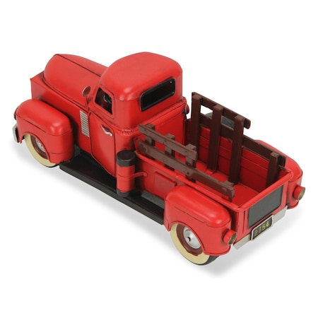 Homeroots 6" Red and Black Metal Hand Painted 1950's Red Truck Model Car 489405