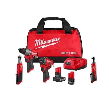 Milwaukee Tool M12 FUEL Combo Kit + M12 3/8" Ratchet 3424-23, 2457-20