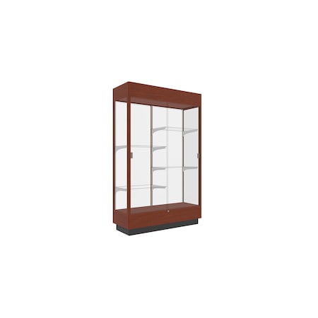 Ghent Heritage Wood Display Case, Lighted, Caramel Hardwood, White Back, 76''H x 48''W x 18''D 893M-WB-K