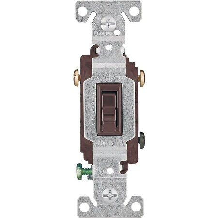 Eaton Wiring Devices Toggle Switch, 15 A, 120 V, Polycarbonate Housing Material, Brown 1303-7B