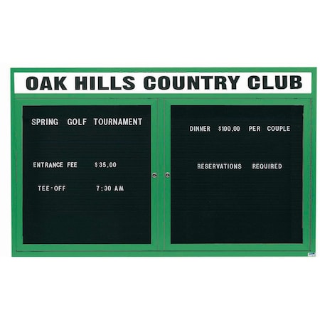 Aarco Outdoor Enclosed Directory w/ Al Frame Header, Powder Coated Green, 36''Hx60''W OADC3660HG