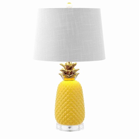 Jonathan Y Pineapple 23" Classic Vintage Ceramic LED Table Lamp, Yellow/Gold JYL4019D