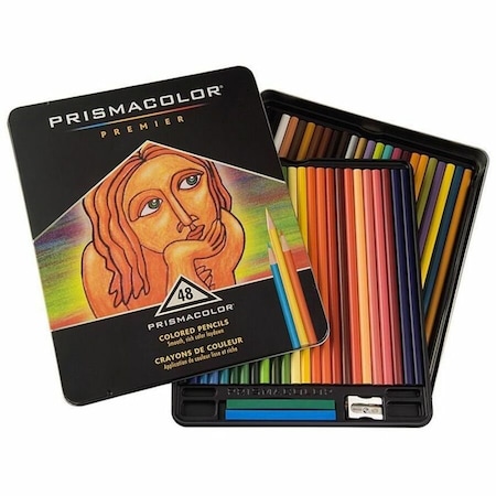 Prismacolor Premier Colored Pencil, 3 mm, 2B, 48 Assorted Lead and Barrel Colors 3598THT