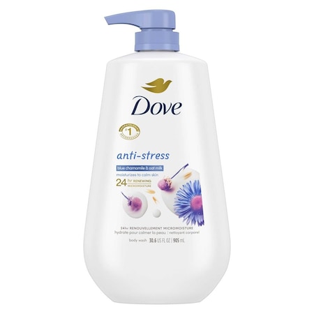 Dove Anti-Stress Blue Chamomile and Oat Milk Body Wash with Pump, 30.6 Ounce, 3PK 64402154